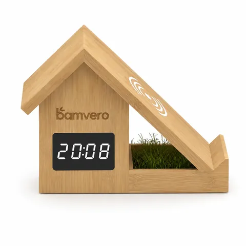 F011 Bamboo House Wireless Charging Clock preview