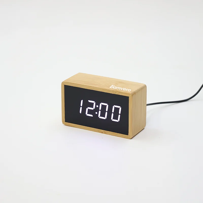1294 Bamboo LED Desk Clock product view for B2B sourcing
