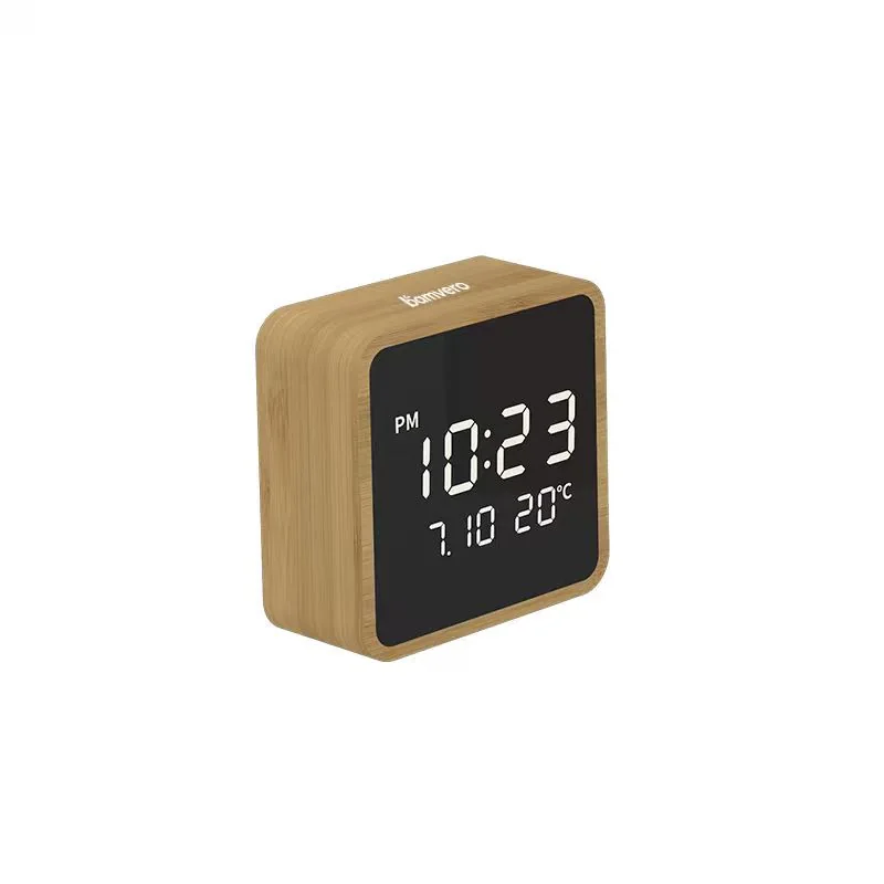 2101 Compact Bamboo Mirror LED Clock product view 2